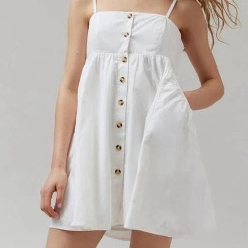 BDG Theo Babydoll White Mini Dress